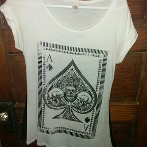 White with Ace playing card skeletons sheer black